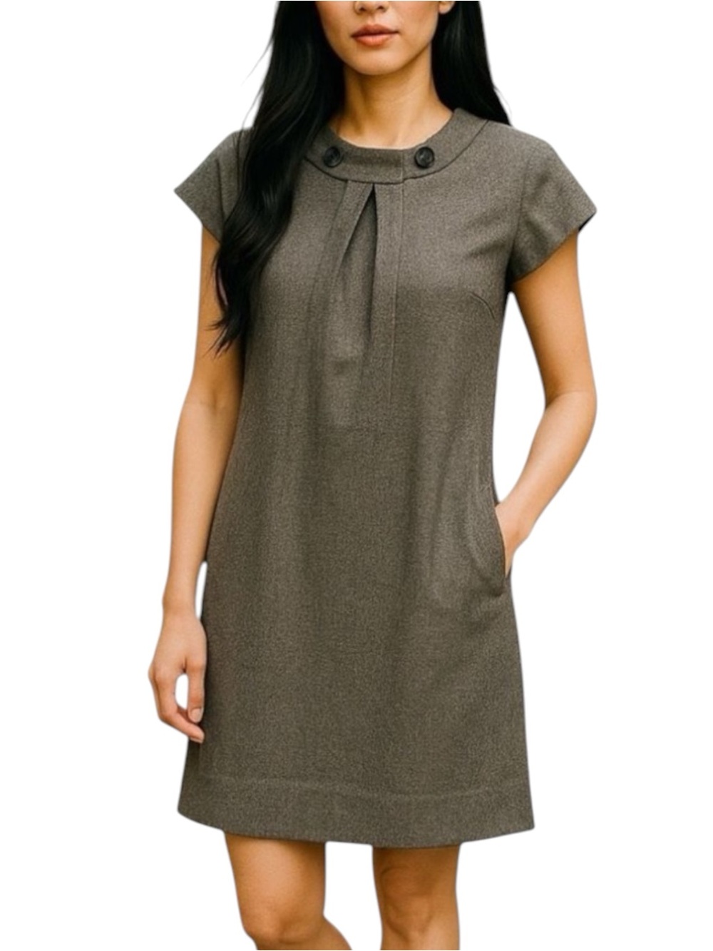 Anthropologie Generra Gray Tan Wool Tweed Academia Dress NWOT Size 4